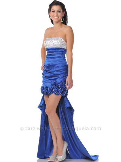 7746 Short Evening Dress with Removable Train - White Royal, Alt View Medium
