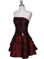 7747 Burgudy Tiered Cocktail Dress - Burgundy, Alt View Thumbnail