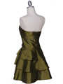7747 Olive Tiered Cocktail Dress - Olive, Back View Thumbnail