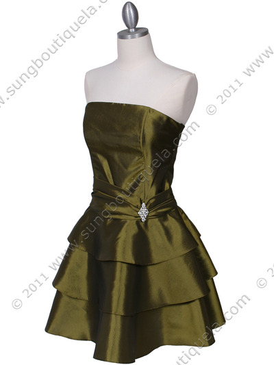 7747 Olive Tiered Cocktail Dress - Olive, Alt View Medium