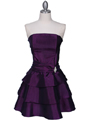7747 Purple Tiered Cocktail Dress - Purple, Front View Thumbnail