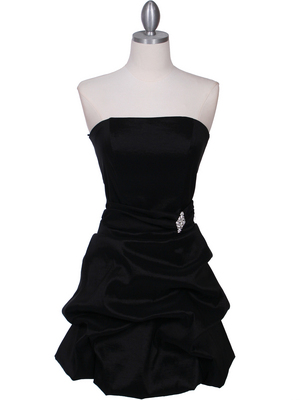 7749 Black Tafetta Bubble Cocktail Dress, Black