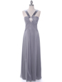 7771 Silver Evening Dress - Silver, Front View Thumbnail