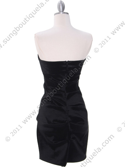 7773 Stretch Taffeta Little Black Dress - Black, Back View Medium