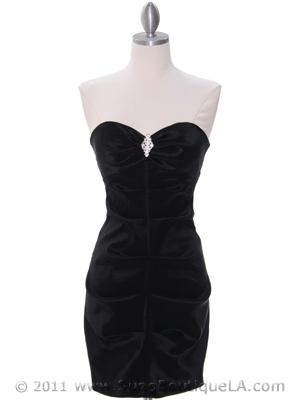 7773 Stretch Taffeta Little Black Dress, Black
