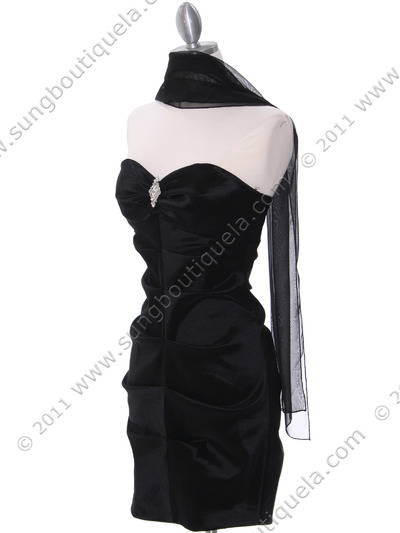 7773 Stretch Taffeta Little Black Dress - Black, Alt View Medium