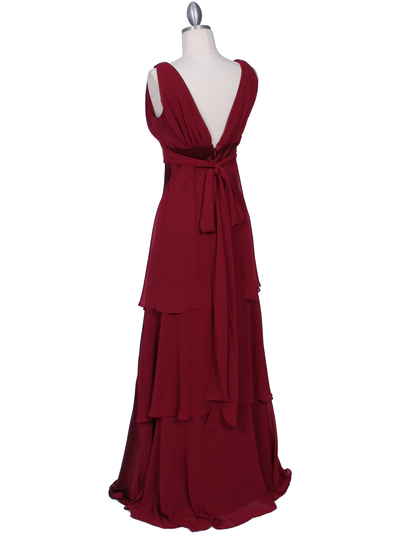 7812 Burgundy Evening Dress - Burgundy, Back View Medium