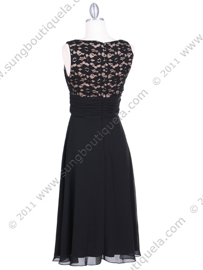 7921 Black Beaded Cocktail Dress - Black, Back View Medium