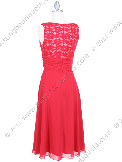 7921 Red Beaded Cocktail Dress - Red, Back View Medium