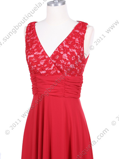 7921 Red Beaded Cocktail Dress - Red, Alt View Medium