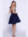 80-6212 Strapless Sweetheart Short Prom Dress - Navy, Back View Thumbnail