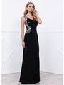 80-8323 Sleeveless Long Prom Dress - Black, Front View Thumbnail