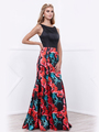 80-8354 Sleeveless Floral Print Long Prom Dress - Print, Front View Thumbnail