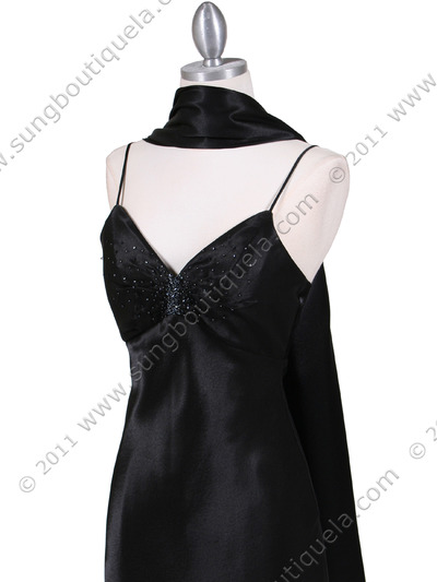 8006 Black Satin Evening Dress - Black, Alt View Medium