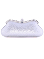 8008 Silver Sequins Box Clutch - Silver, Front View Thumbnail