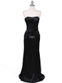 800 Black Strapless Charmeuse Evening Gown - Black, Front View Thumbnail