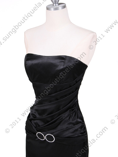 800 Black Strapless Charmeuse Evening Gown - Black, Alt View Medium