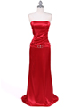 800 Red Strapless Charmeuse Evening Gown - Red, Front View Thumbnail