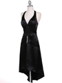 801 Black Satin Halter Cocktail Dress - Black, Alt View Thumbnail