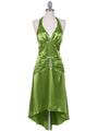 801 Green Satin Halter Cocktail Dress - Green, Front View Thumbnail