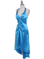 801 Turquoise Satin Halter Cocktail Dress - Turquoise, Alt View Thumbnail