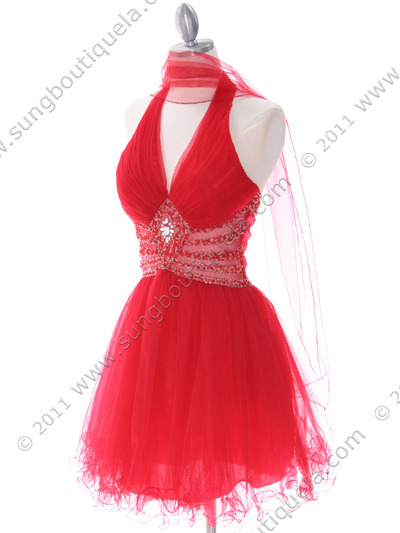 8038 Red Cocktail Dress - Red, Alt View Medium