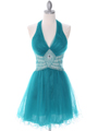 8038 Teal Cocktail Dress - Teal, Front View Thumbnail