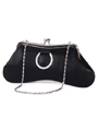 80433 Black Satin Evening Bag with Rhinestone Buckle - Black, Alt View Thumbnail