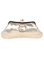 80433 Gold Satin Evening Bag with Rhinestone Buckle - Gold, Front View Thumbnail