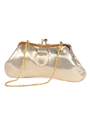 80433 Gold Satin Evening Bag with Rhinestone Buckle - Gold, Alt View Thumbnail