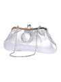 80433 Silver Satin Evening Bag with Rhinestone Buckle - Silver, Alt View Thumbnail