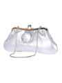 80433 Silver Satin Evening Bag with Rhinestone Buckle - Silver, Alt View Thumbnail