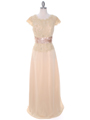 8050 Gold Lace Top Evening Dress - Gold, Front View Thumbnail