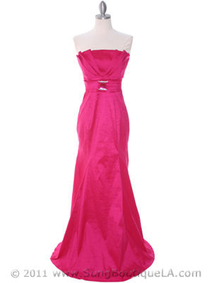 8075 Fuschia Taffeta Prom Evening Dress, Fuschia