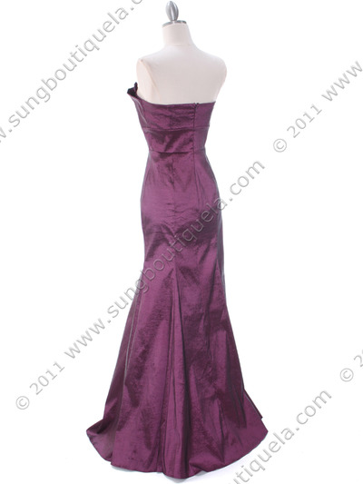 8075 Eggplant Evening Dress - Eggplant, Back View Medium