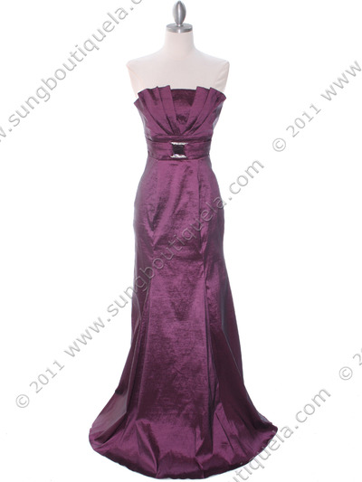 8075 Eggplant Evening Dress - Eggplant, Front View Medium