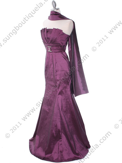 8075 Eggplant Evening Dress - Eggplant, Alt View Medium