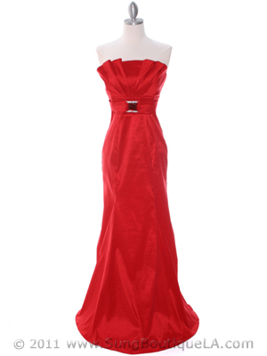 8075 Red Taffeta Prom Evening Dress, Red