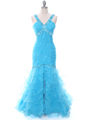 8098 Turquoise Beaded Prom Evening Dress - Turquoise, Front View Thumbnail