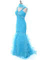 8098 Turquoise Beaded Prom Evening Dress - Turquoise, Alt View Thumbnail
