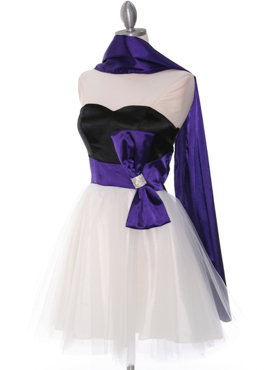 8104 Black/Purple Homecoming Dress with Bow - Black Purple, Alt View Medium