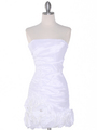 8118 Teffeta Cocktail Dress with Rosette Hem - White, Front View Thumbnail