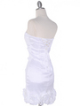 8118 Teffeta Cocktail Dress with Rosette Hem - White, Back View Thumbnail