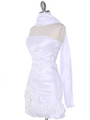 8118 Teffeta Cocktail Dress with Rosette Hem - White, Alt View Thumbnail
