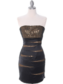 8137 Black/Gold Sequin Party Dress, Black Gold