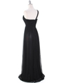 8155 One Shoulder Asymmetrical Evening Dress with Dazzling Pin - Black, Back View Thumbnail