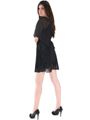 8158 Pleated One Shoulder Cocktail Dress - Black, Back View Thumbnail