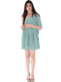 8158 Pleated One Shoulder Cocktail Dress - Olive, Front View Thumbnail