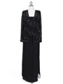 8324 Black Beaded Mock Two Piece Dress with Jacket - Black, Front View Thumbnail