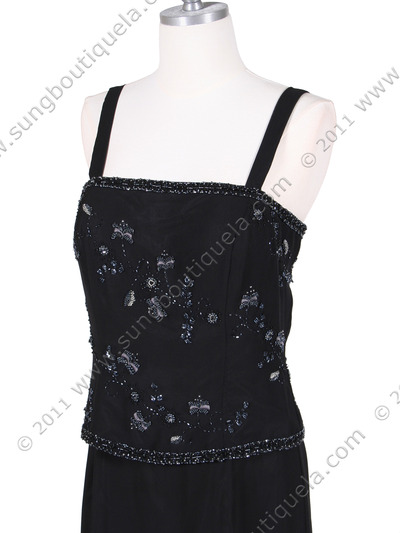 8324 Black Beaded Mock Two Piece Dress with Jacket - Black, Alt View Medium